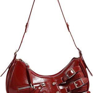 Y2K Gothic Shoulder Bag PU Leather Small Crossbody for Women